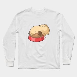 Kawaii pug dog eating Long Sleeve T-Shirt